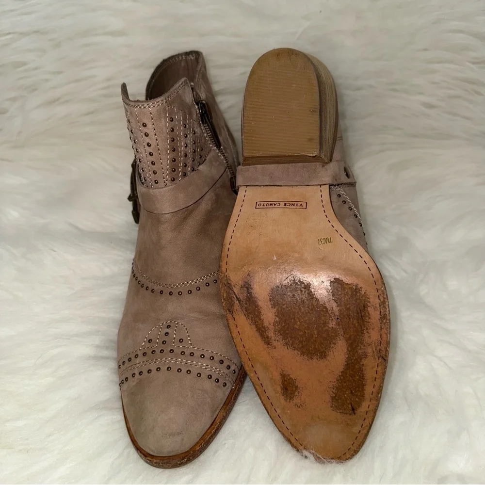 Vince Camuto Beaded Tan Ankle Booties
